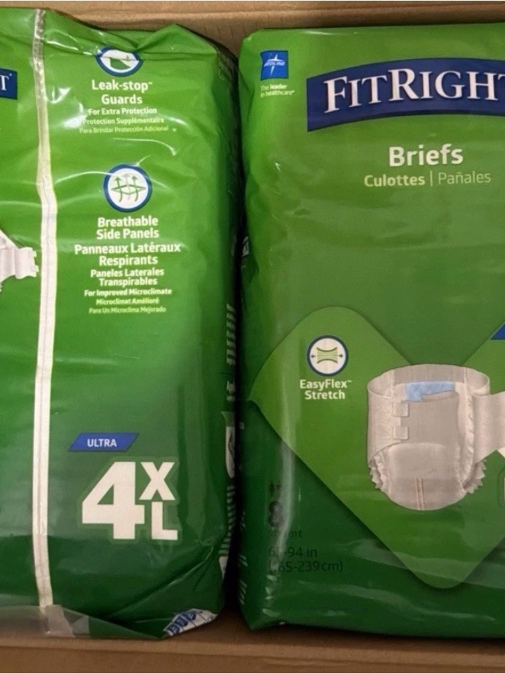 2 FitRight 8-Pack BARIBRIEFC Unisex Ultra Adult Diaper Briefs 4XL 16 pc